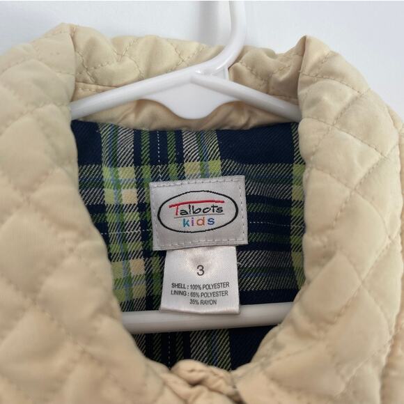 Talbots Kids Quilted Yellow with Plaid Lining Classic Barn Style Jacket, Size 3T - Picture 3 of 5